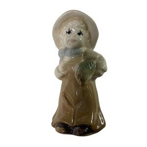 Vintage Figurine Country Boy Holding Harvest  Figurine Hand Painted Porcelain u